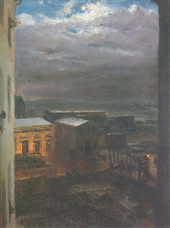 Adolph von Menzel The Anhalter Railway Station by Moonlight Norge oil painting art